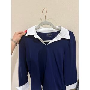 Business Casual Blouse- Navy Blue